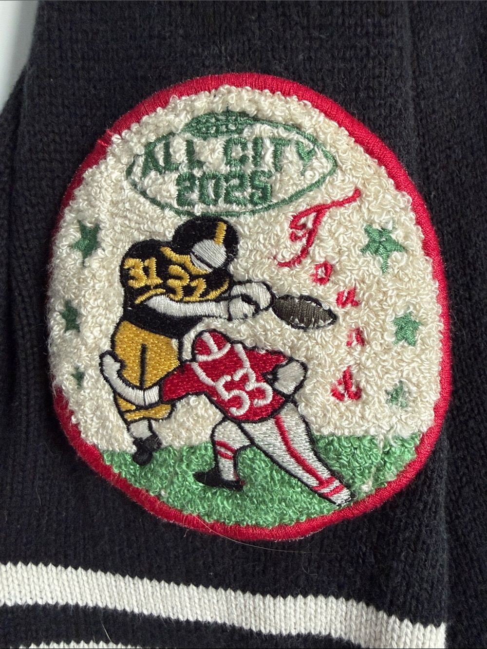 Found Varsity Cardigan with embroidery patches XL EUC - Picture 8 of 10